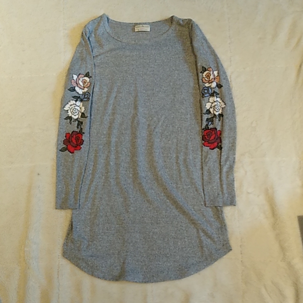 Long gray flower dress